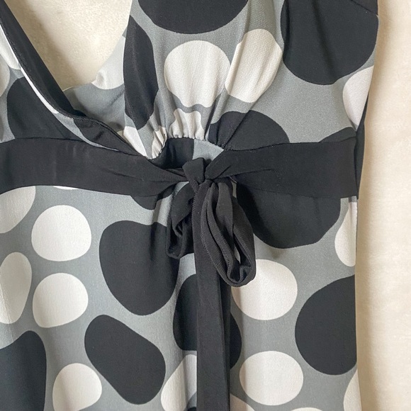 BCX Polka Dot Halter Dress with Peekaboo Ruffle, Black/White/Grey, Medium - Picture 5 of 9